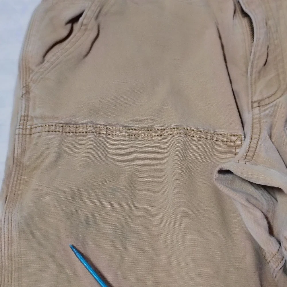 Carhartt Pants Mens 33x32 Brown Rugged Flex Double Front Canvas Utility Workwear